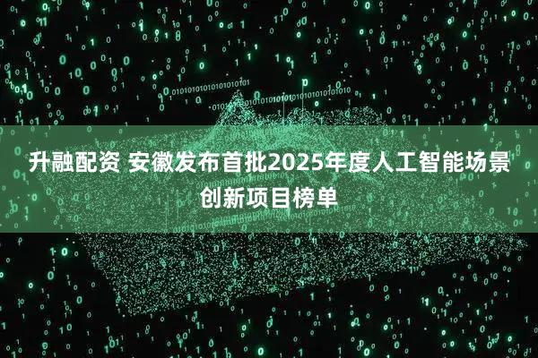 升融配资 安徽发布首批2025年度人工智能场景创新项目榜单