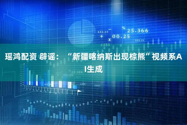 瑶鸿配资 辟谣： “新疆喀纳斯出现棕熊”视频系AI生成